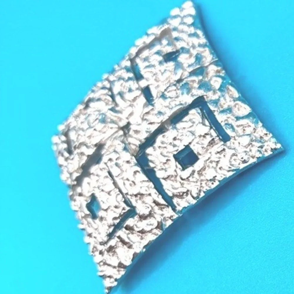 Vintage Trifari Geometric Brooch Nugget Textured Arched Open Design SilverTone‎